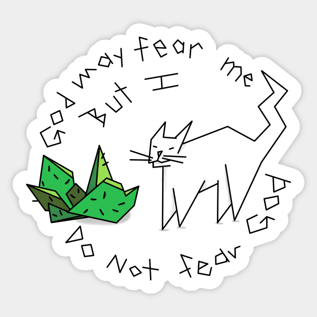 Cactus Cat Fights God Sticker by naked_frogs